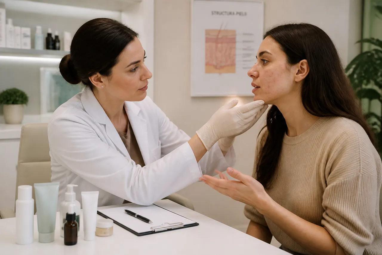 consult dermatologic pentru acnee adultă persistentă și inflamată