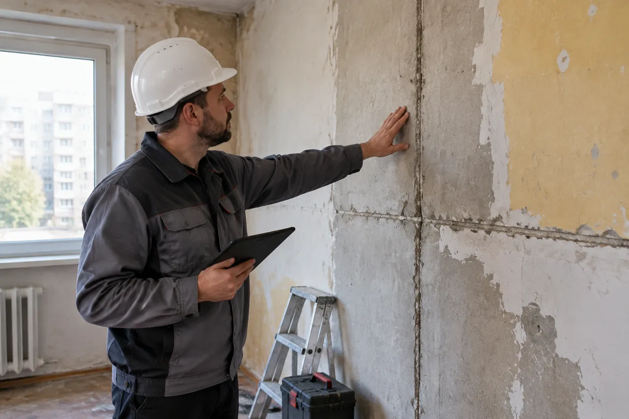 pregătirea pereților din panouri prefabricate pentru beton aparent