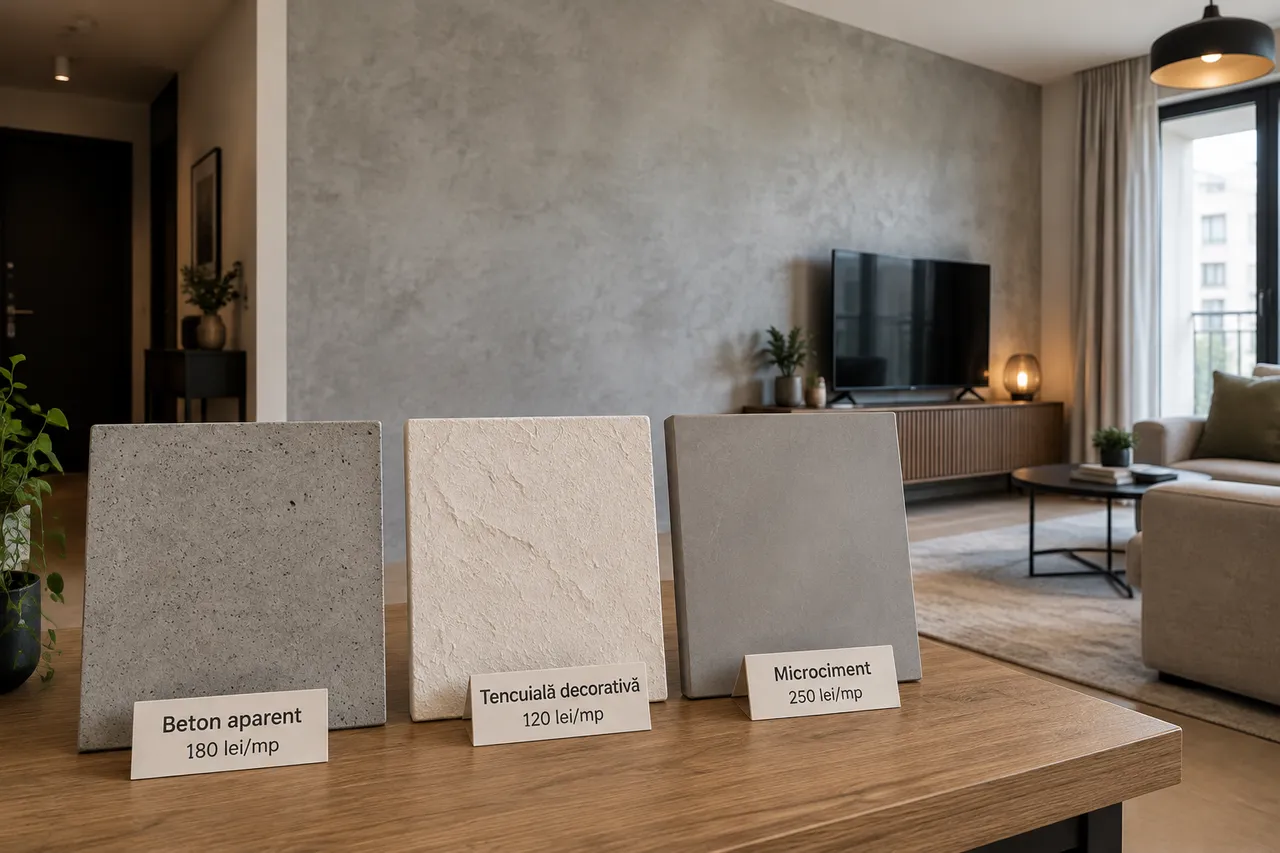 variante de finisaj pentru beton aparent interior
